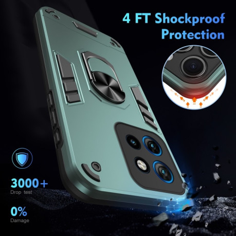 Ударозащитный чехол Shockproof Metal Ring Holder для Motorola Edge 50 Neo - зеленый