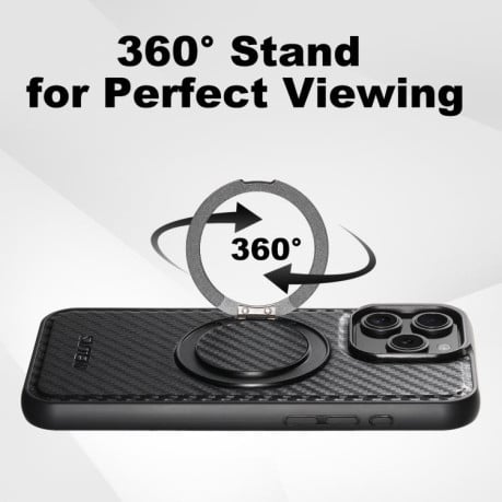Противоударный чехол Suteni G3 Carbon Fiber с подставкой 360 и MagSafe на iPhone Air - черный