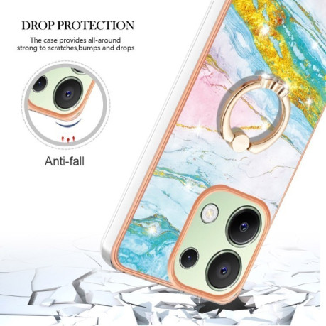 Чехол Electroplating with Ring Holder для Xiaomi Redmi Note 13 4G - Green 004