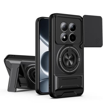 Противоударный чехол Lens Sliding Window Multifunctional Magnetic Shockproof со шторкой камеры для Redmi Note 15 Pro 4G Global 163.2mm — чёрный