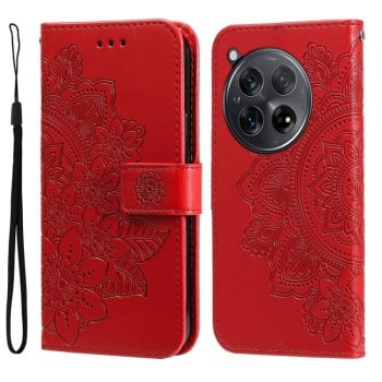 Чохол-книжка 7-petal Flowers Embossing для OnePlus 12R - червоний