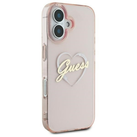 Оригінальний чохол Guess IML Heart для iPhone 16 – Pink
