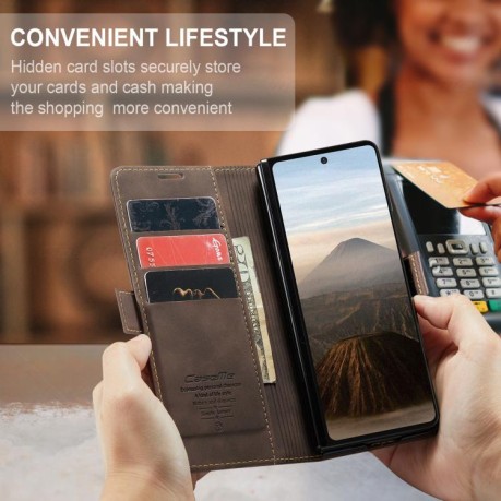 Чехол-книжка CaseMe-013 Multifunctional на Samsung Galaxy Fold 7 - кофейный