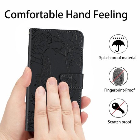 Чохол-книжка Skin Feel Butterfly Embossed для Infinix Note 50 Pro+ 5G - чорний