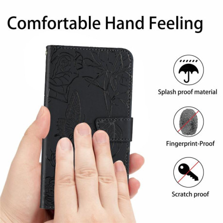 Чохол-книжка Embossed Butterfly для Xiaomi Redmi Note 14 Pro 4G - чорний