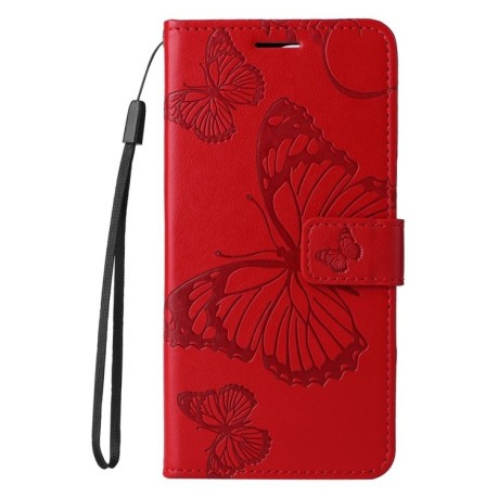 Чехол-книжка Embossed Butterfly для Realme C65 4G - красный