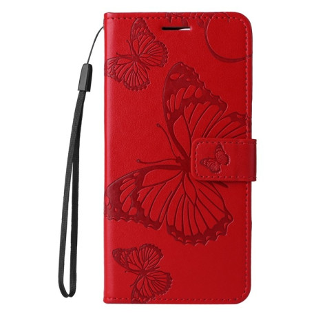 Чехол-книжка Embossed Butterfly для iPhone 16e - красный