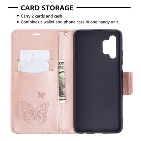 Чохол-книжка Butterflies Pattern Samsung Galaxy A32 4G - рожеве золото