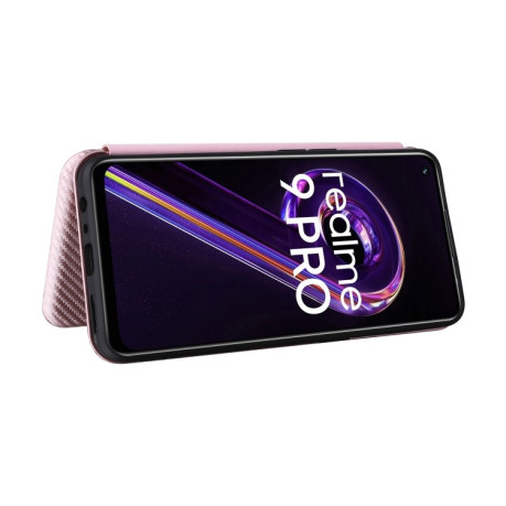 Чехол-книжка Carbon Fiber Texture на Realme 9 Pro/OnePlus Nord CE 2 Lite 5G - розовый