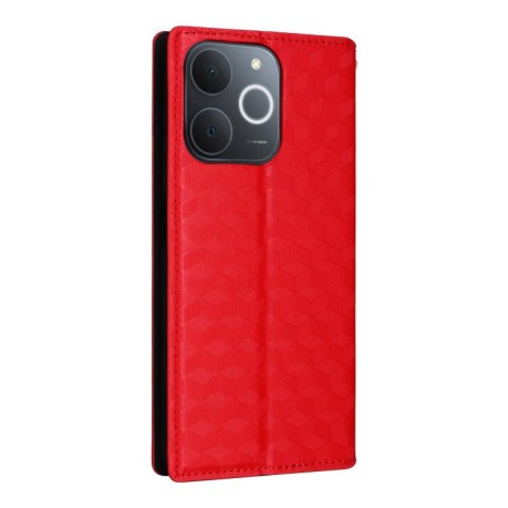 Чохол-книжка Cubic Grid з фактурою Calf для Realme Note 70T 4G / 70 4G — червоний