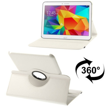 Кожаный Белый Чехол 360 Degree Rotatable Litchi для Samsung Galaxy Tab 4 10.1