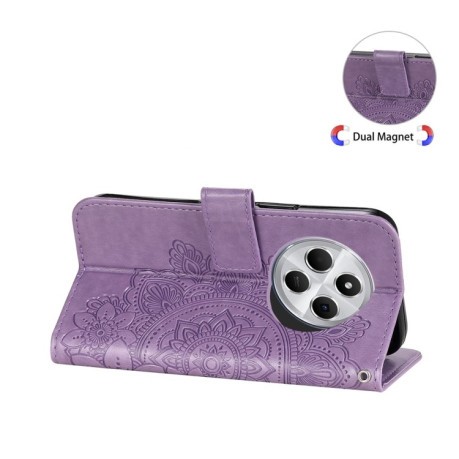 Чехол-книжка 7-petal Flowers Embossing для Xiaomi Redmi 14C 4G/Poco C75/Redmi A4 5G - фиолетовый