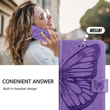 Чехол-книжка Embossed Butterfly для OPPO Reno13 F/Reno13 FS- фиолетовый