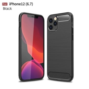 Чохол Brushed Texture Carbon Fiber на iPhone 12 Pro Max - чорний