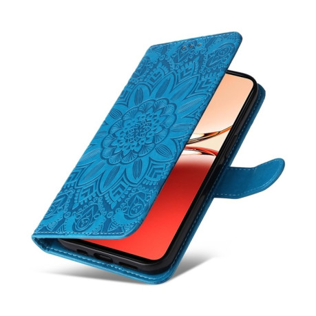 Чехол-книжка Embossed Sunflower для OPPO Reno12 F/12 FS- синий