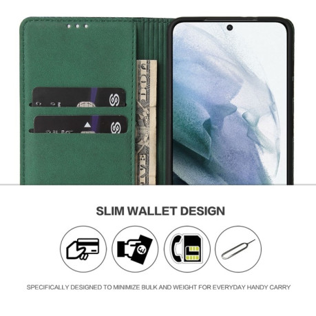 Кожаный чехол-книжка Fierre Shann Crocodile Texture для Samsung Galaxy S21 Plus - зеленый