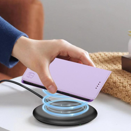 Чехол-книжка RC01 Dual-Folded Magnetic Suction RFID Leather на Motorola Edge 5G 2025 / Edge 60 Fusion - фиолетовый