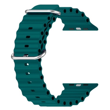 Силіконовий ремінець Ocean для Apple Watch Series 8/7 41mm/40mm/38mm - темно-зелений