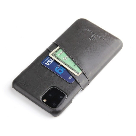 Шкіряний чохол Fierre Shann Retro Oil Wax Texture зі слотом для кредитних карт на iPhone 11 Pro- чорний
