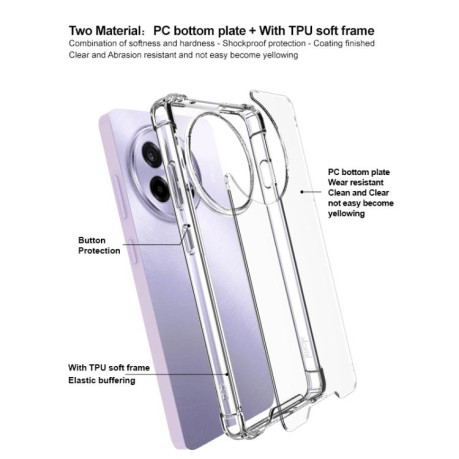 Противоударный чехол IMAK Space Shield PC + TPU Airbag для OnePlus 13R/Ace 5/Ace 5 Pro - прозрачный