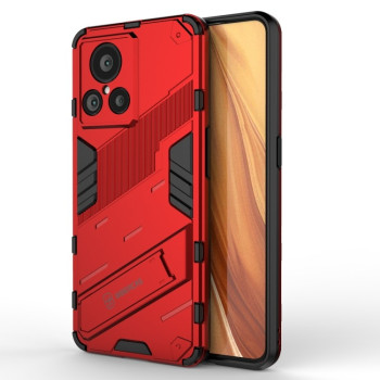 Противоударный чехол Punk Armor с подставкой на Realme GT2 Explorer Master - красный