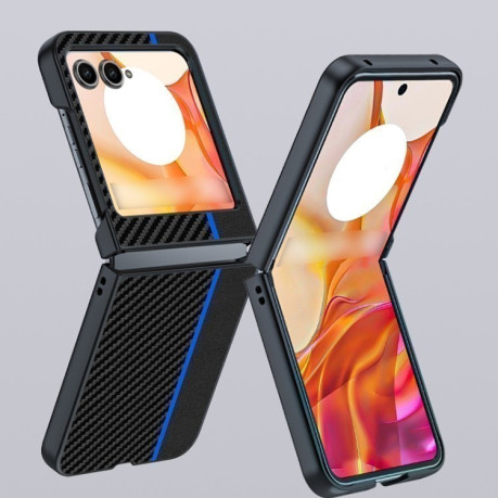 Противоударный чехол Carbon Fiber Texture Printing для Motorola Razr 50 5G - черно-красный