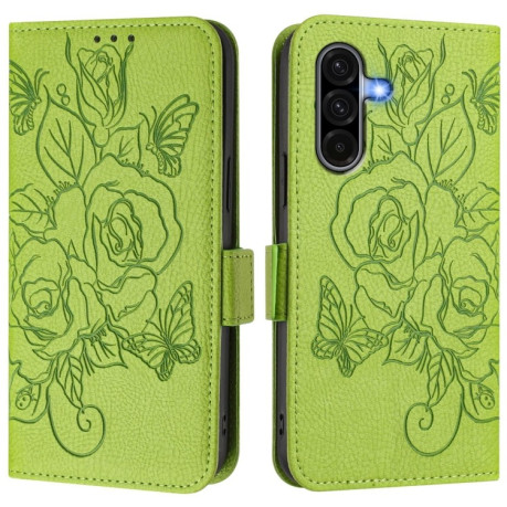 Чохол-книжка Embossed Rose RFID Anti-theft Leather  для Samsung Galaxy A56 5G - зелений