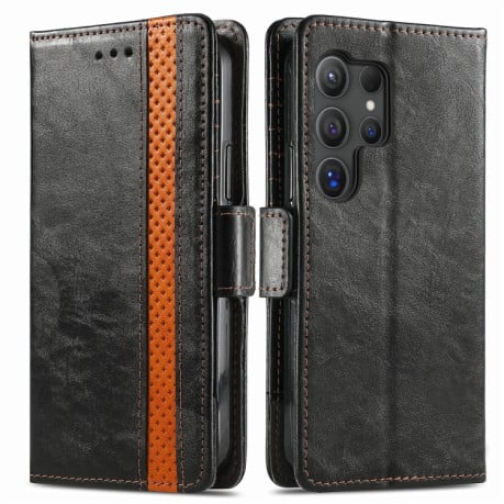 Чохол-книжка CaseNeo Splicing Dual Magnetic Buckle Leather на Samsung Galaxy S24 Ultra 5G - чорний