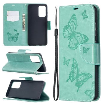 Чехол-книжка Butterflies Pattern на Samsung Galaxy A52/A52s - зеленый