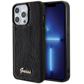Оригинальный чехол Guess Sequin Script Metal для iPhone 15 Pro - black