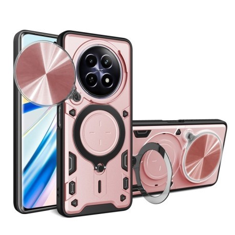 Противоударный чехол CD Texture Sliding Camshield Magnetic Holder на Realme 12 5G Global - розовый