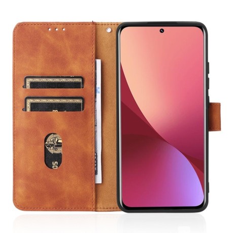 Чехол-книжка Solid Color Skin Feel на Xiaomi 12 Lite - коричневый