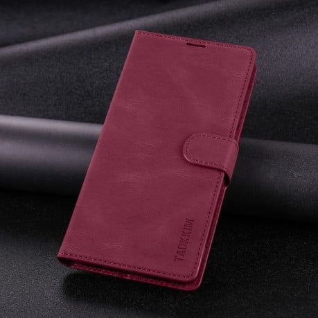 Чехол-книжка TAOKKIM Calf Texture для Samsung Galaxy S22 Ultra 5G - красный