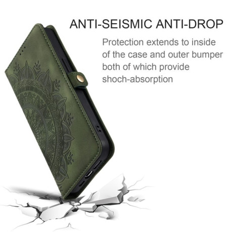 Чехол-книжка Totem Embossed Magnetic Leather для Samsung Galaxy S25 5G - зеленый