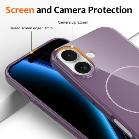Противоударный чехол Glossy TPU Shockproof MagSafe на iPhone 17 - фиолетовый