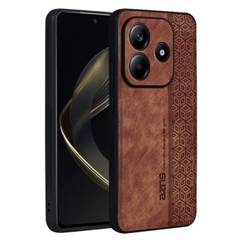 Чехол AZNS с 3D-тиснением и мягким покрытием Skin Feel на Xiaomi Redmi Note 14 5G - коричневый