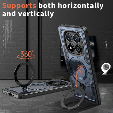 Протиударний чохол MagSafe Holder Armor PC Hybrid для Xiaomi Redmi Note 14 Pro 5G/Poco X7 - синій