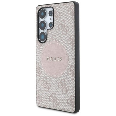 Оригінальний чохол Guess 4G Round Patch Classic Logo MagSafe для Samsung Galaxy S25 Ultra - Pink