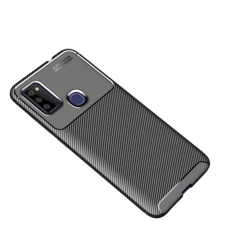 Противоударный чехол Beetle Series Carbon Fiber Texture на Samsung Galaxy M51 - черный
