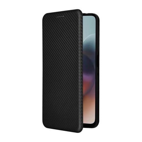 Чохол-книжка Carbon Fiber Texture на Motorola Moto G56 - чорний