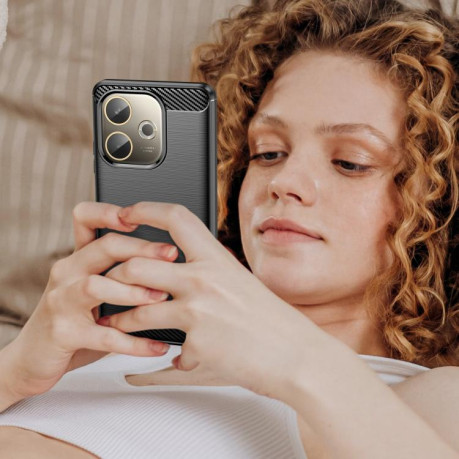 Противоударний чехол Brushed Texture Carbon Fiber на OPPO A5 Pro 4G - чорний