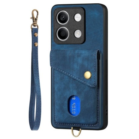 Противоударный чехол Retro Card Wallet Fold Leatherна для Xiaomi Redmi Note 13 - синий