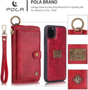 Кожаный чехол-клатч Pola на iPhone 11 Pro - красный