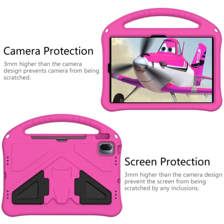 Детский противоударный чехол EVA Flat Anti Falling Protective Case Shell with Holder для Xiaomi Pad 6 - пурпурно-красный