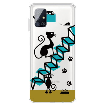 Ударозащитный чехол Painted Transparent на Samsung Galaxy M51 - Stair Cat