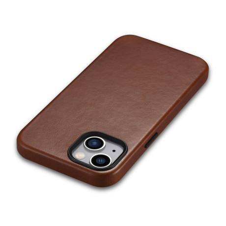 Шкіряний чохол iCarer Leather Oil Wax (MagSafe) для iPhone 14/13 - коричневий