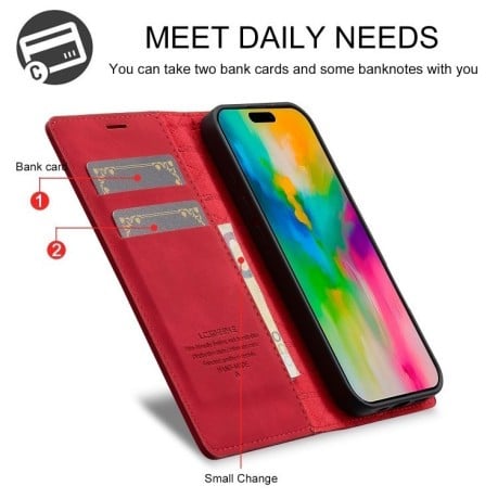 Чохол-книжка LCIMEEKE Strong для iPhone 16 - червоний