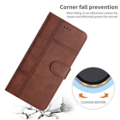 Чехол-книжка Cowhide Texture Stitching Leather на Samsung Galaxy A56 5G - кофейный