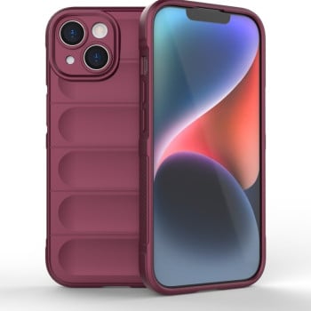 Силиконовый чехол Magic Flannel для iPhone 15 - винно-красный
