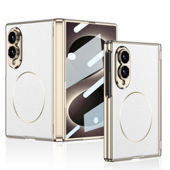 Чохол Gkk Phantom із веганської шкіри з магнітним кільцем на Samsung Galaxy Fold8 5G — білий